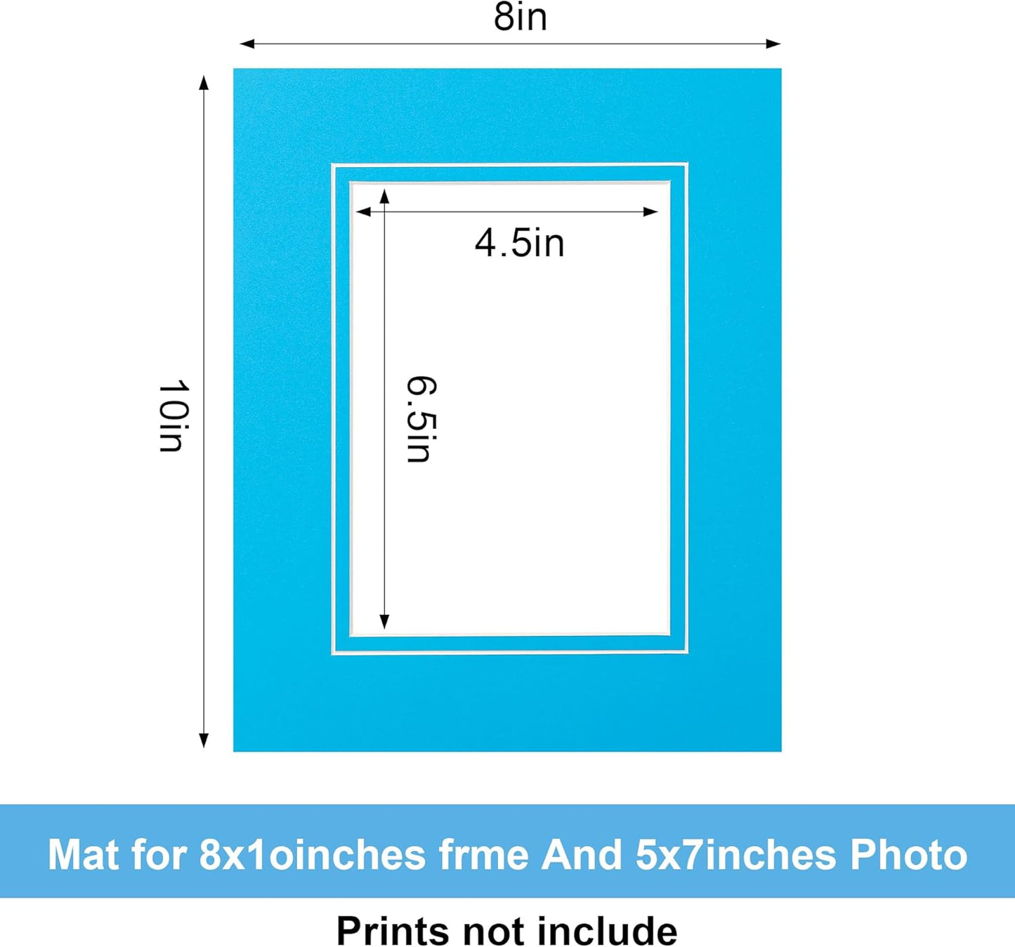 HOTUO 10 Pack 8x10 Mixed Colors Picture Mats, 4 Ply Thickness Frame Mattes for 5x7 Photo, Photo Mat with Core Bevel Cut, for Frames/Artwork/Print/Picture