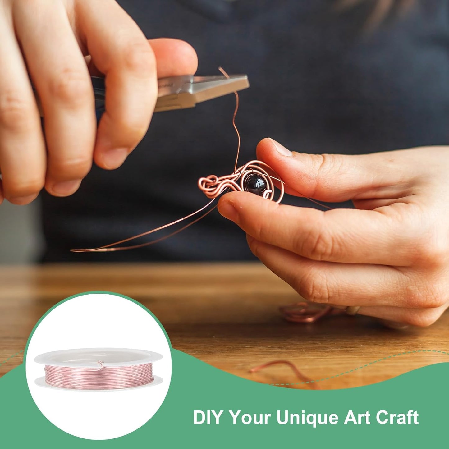 0.8 mm/20 Gauge Copper Wire for Jewelry Making, 7.5FT Copper Beading Craft Wire for Jewelry/Weaving/DIY Crafting/Planting, Color-Retaining [2.3 M, Rose Gold]