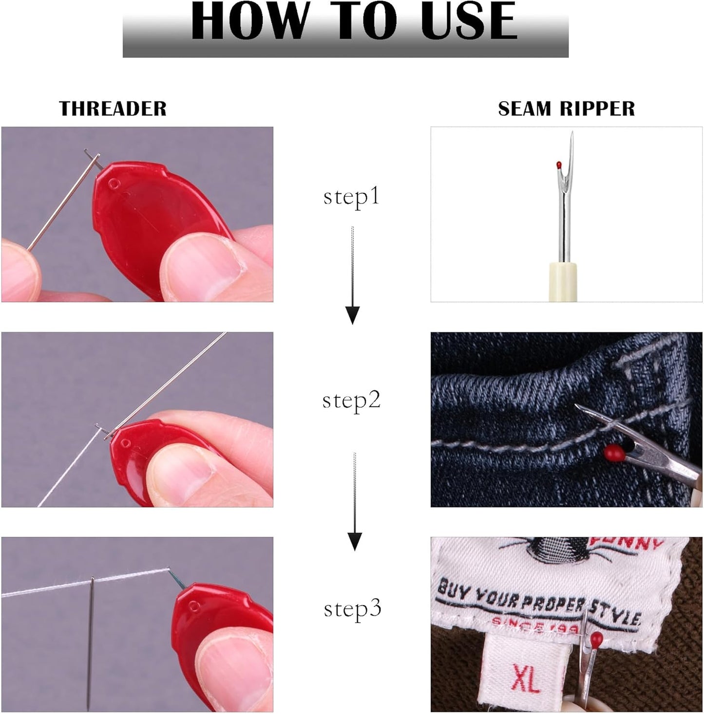 meeggrace Needle Threader, Small Needle Eye Threader Tool, Easy Threader for Machine and Hand Sewing, Fast and Precise Threading, Ideal for Needlework, with Transparent Box, 5 Colors in A Box(10PCS)