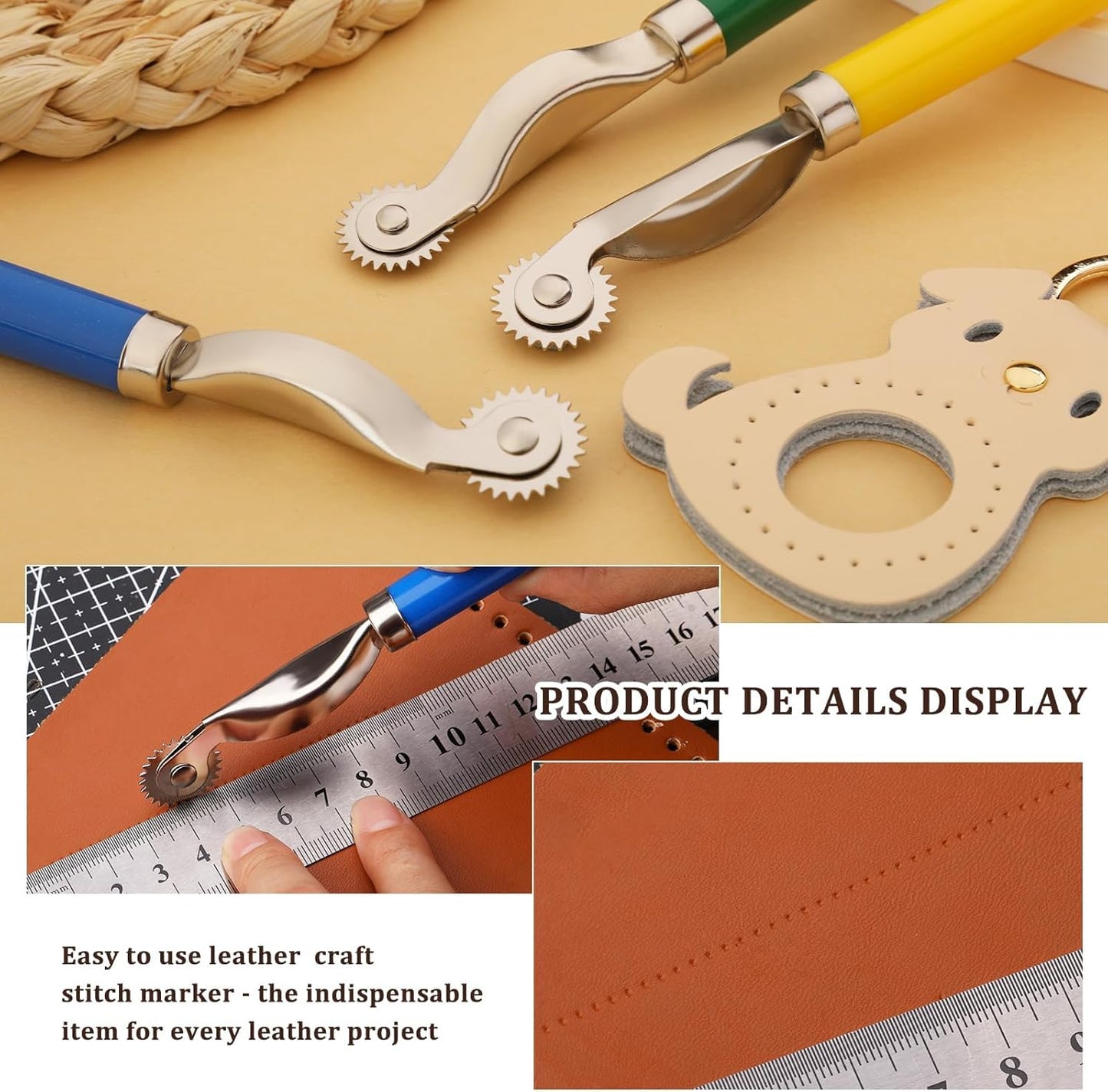 Nitlak 3 PCS Tracing Wheel,Tracing Wheel Sewing Tool, Plastic Handle Stainless Steel Pounce Wheel,Tracing Wheel for Sewing Patterns, Tracing Wheel Tool for Leathercraft, Professional Marking Spacer