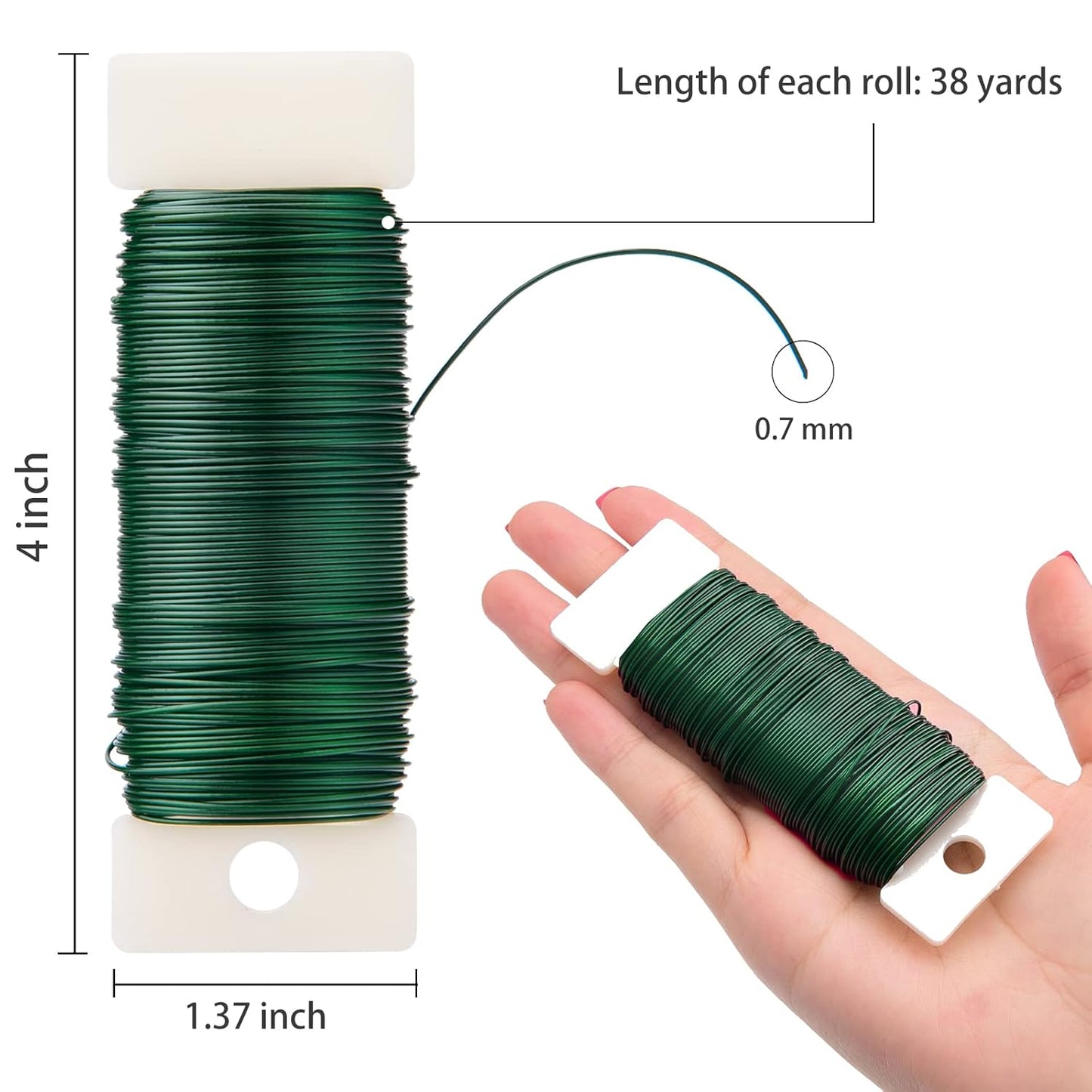 Hapeper 22 Gauge Floral Flexible Paddle Wire for Christmas Wreath Tree, Flower Arrangements, 3 Pack 114 Yards (Multicolored)