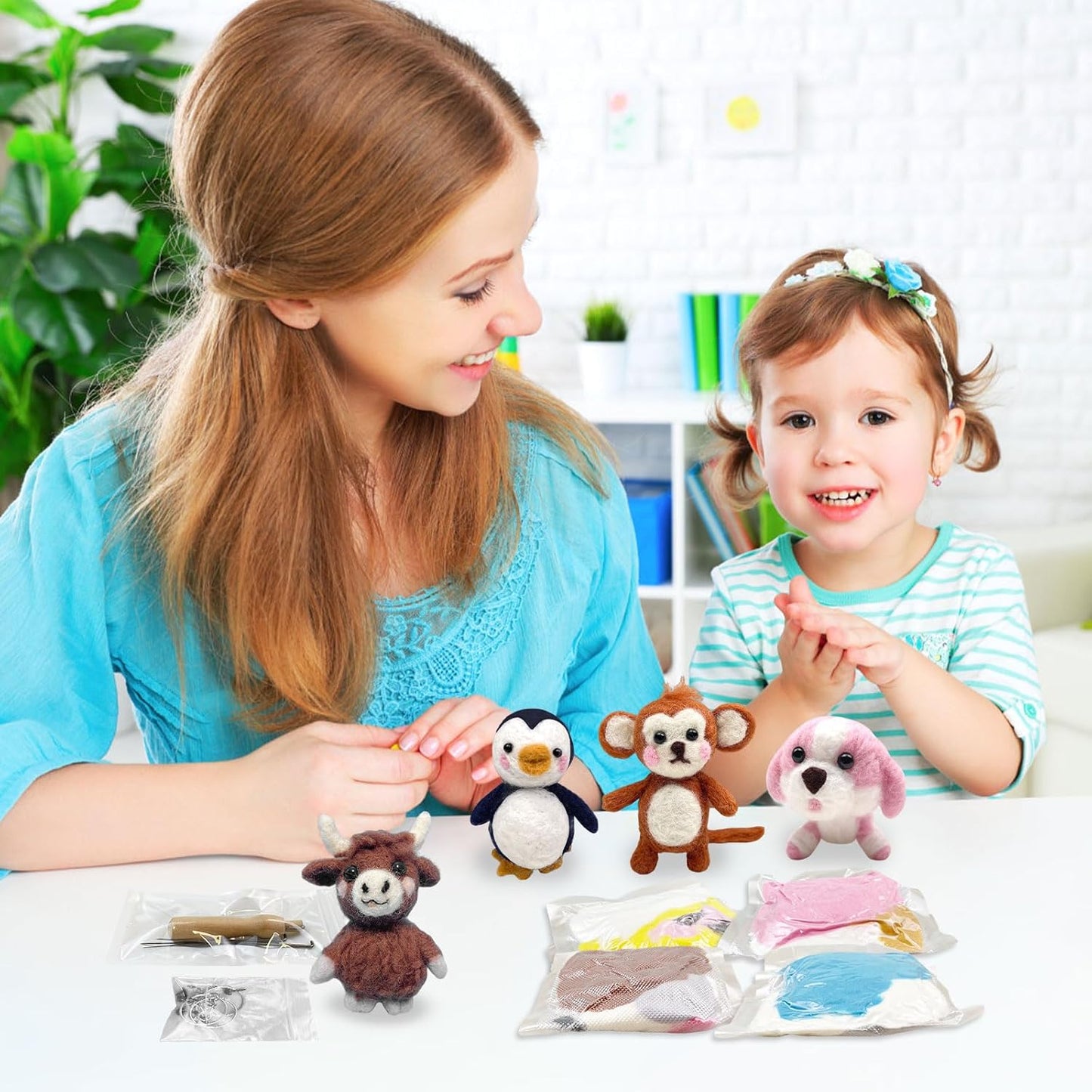 Needle Felting Kit, 3 Pcs Dog Wool Needle Felting Kit for Beginners & Adult, Animal Doll Making Set with Video Instruction, Craft Party Supplies, Tools & Foam Pad, DIY Home Decor, Birthday Gift