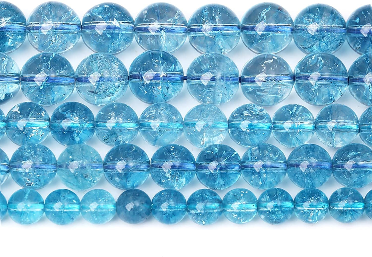 8mm 46pcs Blue Topaz Crystal Quartz Natural Stone Round Loose Beads for Jewelry Making DIY Bracelet Necklace Earrings