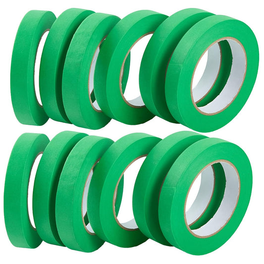 Premium Green Masking Tape,Painters Tape,Green Painters Tape for Automotive,DIY Paper Arts & Crafts, Spraying Drywall Paint, No Residue & Easy to Clean Up,12pcs 0.7inch X 54 Yd Painter's Tape