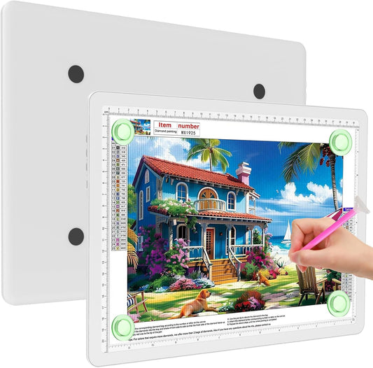 Elice Magnetic A4 Light Board for Diamond Painting, Ultra-Thin Tracing LED Light Box with Side Buttons, Super Bright Diamond Art Light Pad, Light Table for Drawing, Sketching, Weeding Vinyl - White