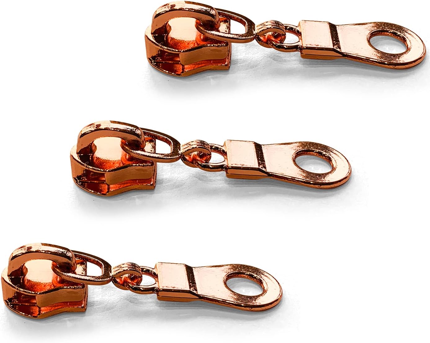 Sawoake 50PCS #5 Rose Gold Metal Handle for Nylon Coil Handle Charm for Purse Handbag Craft Sewing Luggage Bag Bulk