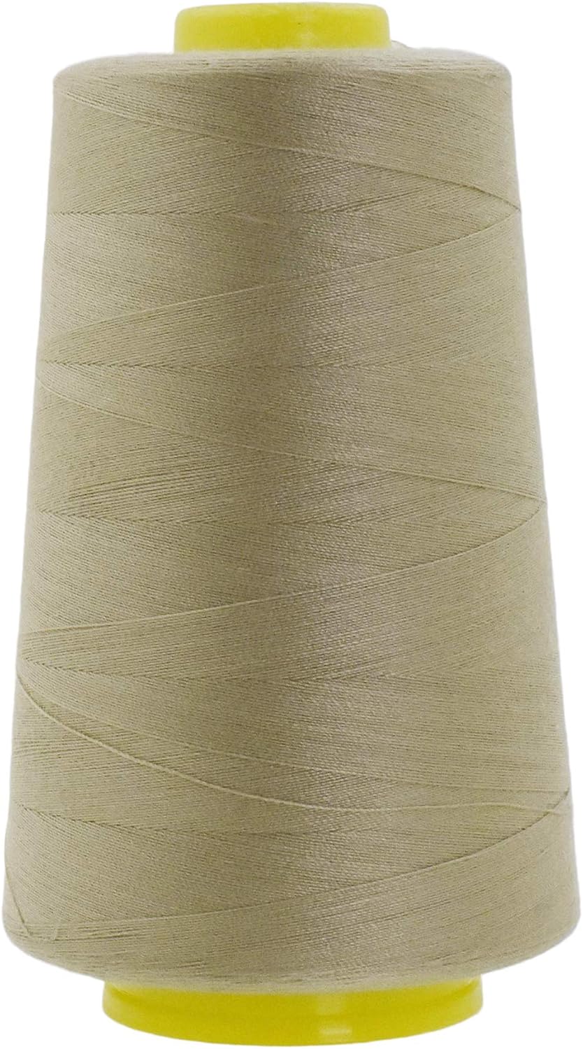 Mandala Crafts 4 Pack of Serger Threads Cones Spools - 40S/2 24000 Yards Polyester Beige Threads for Sergers Machine and Overlock Quilting Sewing Machine