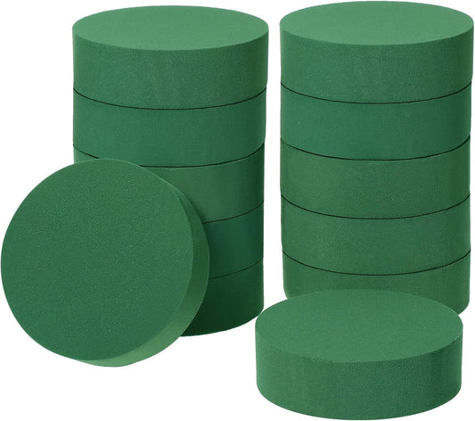 12 Pieces Round Floral Foam Wet Green Flower Foam DIY Flower Arrangement Kit for Aisle Wedding Party Decoration(5 x 5 x 1.57 Inches)