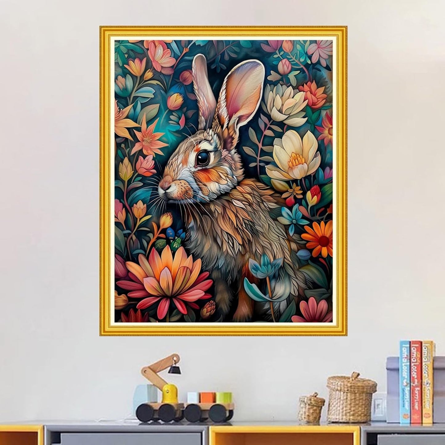 Magxvouy Cross Stitch Kits Stamped Full Range of Embroidery Kits,Cross Stitch Patterns Needlework Kits for Beginners 11CT Printed Kits&Rabbit Flower 16x20 inch