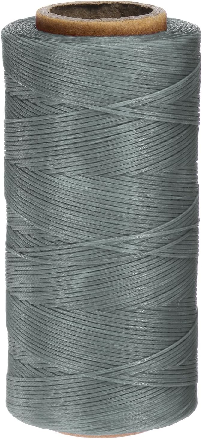 uxcell Leather Sewing Waxed Thread, 284 Yards / 260m 0.8mm 150D Flat Polyester All-Purpose Threads for Leather Crafts, Bookbinding, Grey