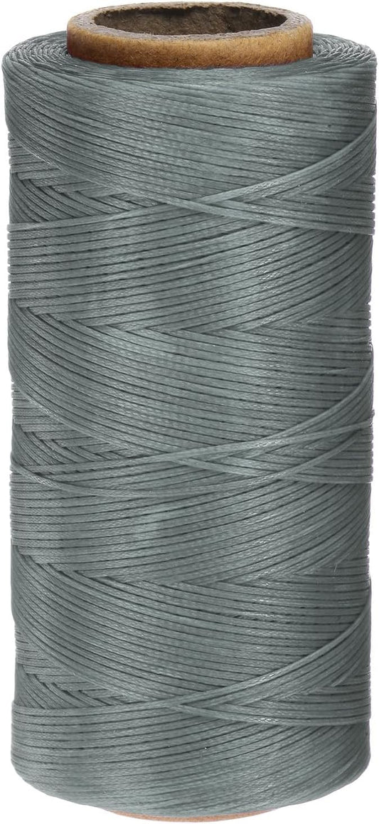 uxcell Leather Sewing Waxed Thread, 284 Yards / 260m 0.8mm 150D Flat Polyester All-Purpose Threads for Leather Crafts, Bookbinding, Grey