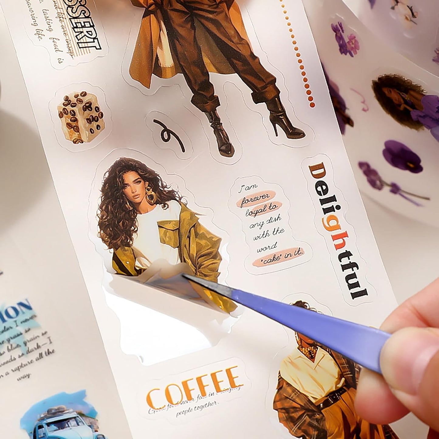 4 Rolls PET Tapes Pre-Cut Washi Tape Stickers for Scrapbooking People Stickers Tape journaling Girl Pattern Tape Sticker Sticker Rolls for Scrapbooking