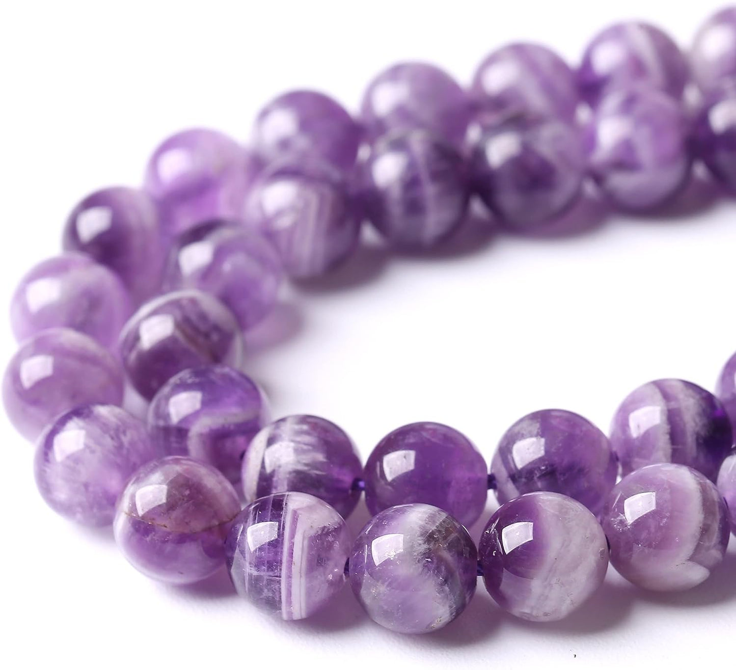 Natural Purple Dream Lace Amethysts Beads Crystal Round Loose Beads for Jewelry Making 12mm 32pcs 1 Strand 15" (Purple Dream Lace Amethysts, 12mm)