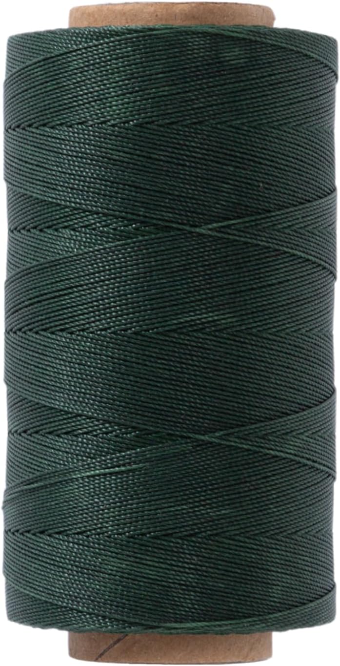 Round Waxed Polyester Thread 0.55mm, 440 Yards, Dark Green, Stiff 3 Ply Leather Wax String for Hand Sewing, Beading, Knotting, Book Binding, Upholstery, Macrame Jewelry and Bracelets Making