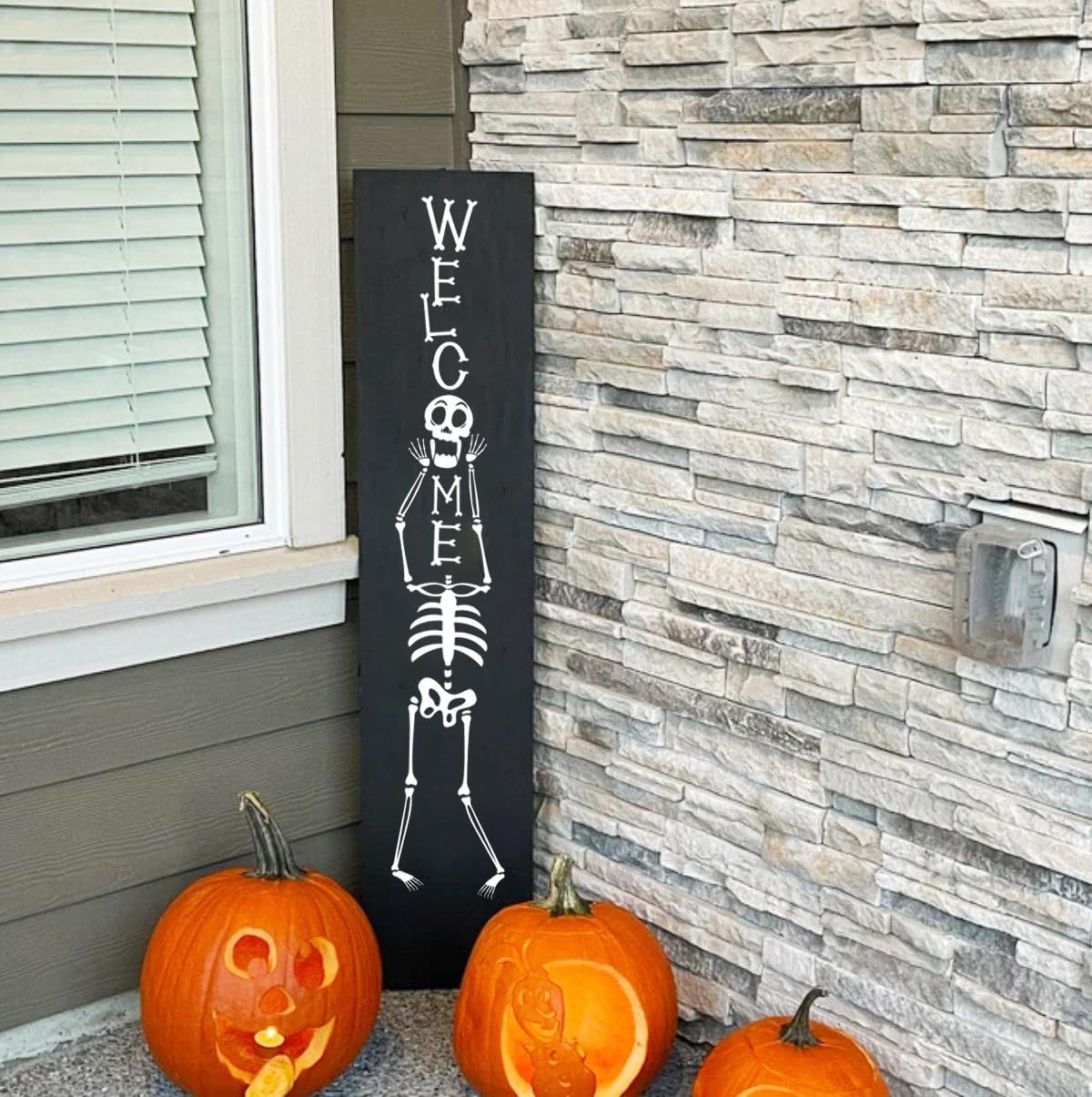 Halloween Stencils for Painting Large Skeleton Welcome Stencil for Porch Sign Reusable Ghost Boo Trick or Treat Templates for Wood Walls Windows Door Mat Fabric Door Hanger