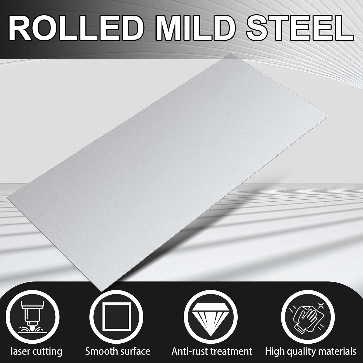 Hicarer 1 Pcs Mild Steel Sheet Cold Rolled 18 Gauge Metal Plate Weldable Metal Sheets for Professional Industrial DIY Use, Clean Surface Easy to Weld (36'' X 12'')