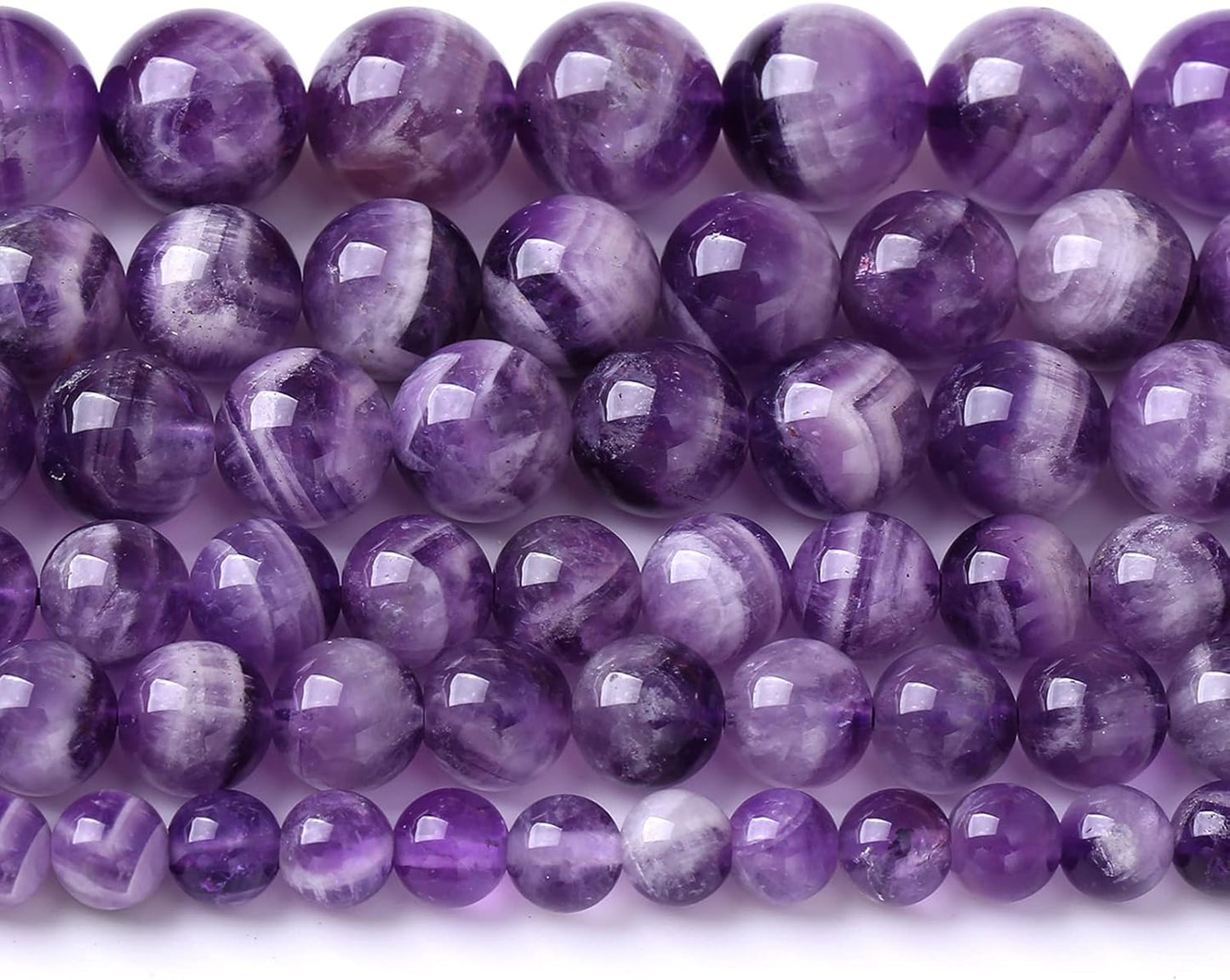 Natural Purple Dream Lace Amethysts Beads Crystal Round Loose Beads for Jewelry Making 6mm 60PCS 1 Strand 15" (Purple Dream Lace Amethysts, 6mm)