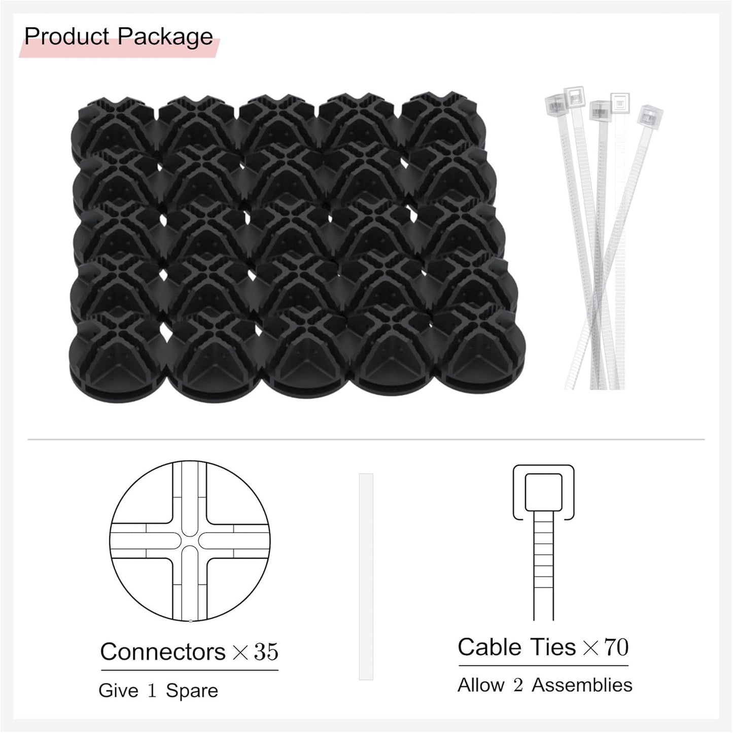 35Pcs Cube Wire Connector replacement for Cube Storage Modular Closet Organizer and Metal Grid Shelving or Pet Animal Playpen (Black)