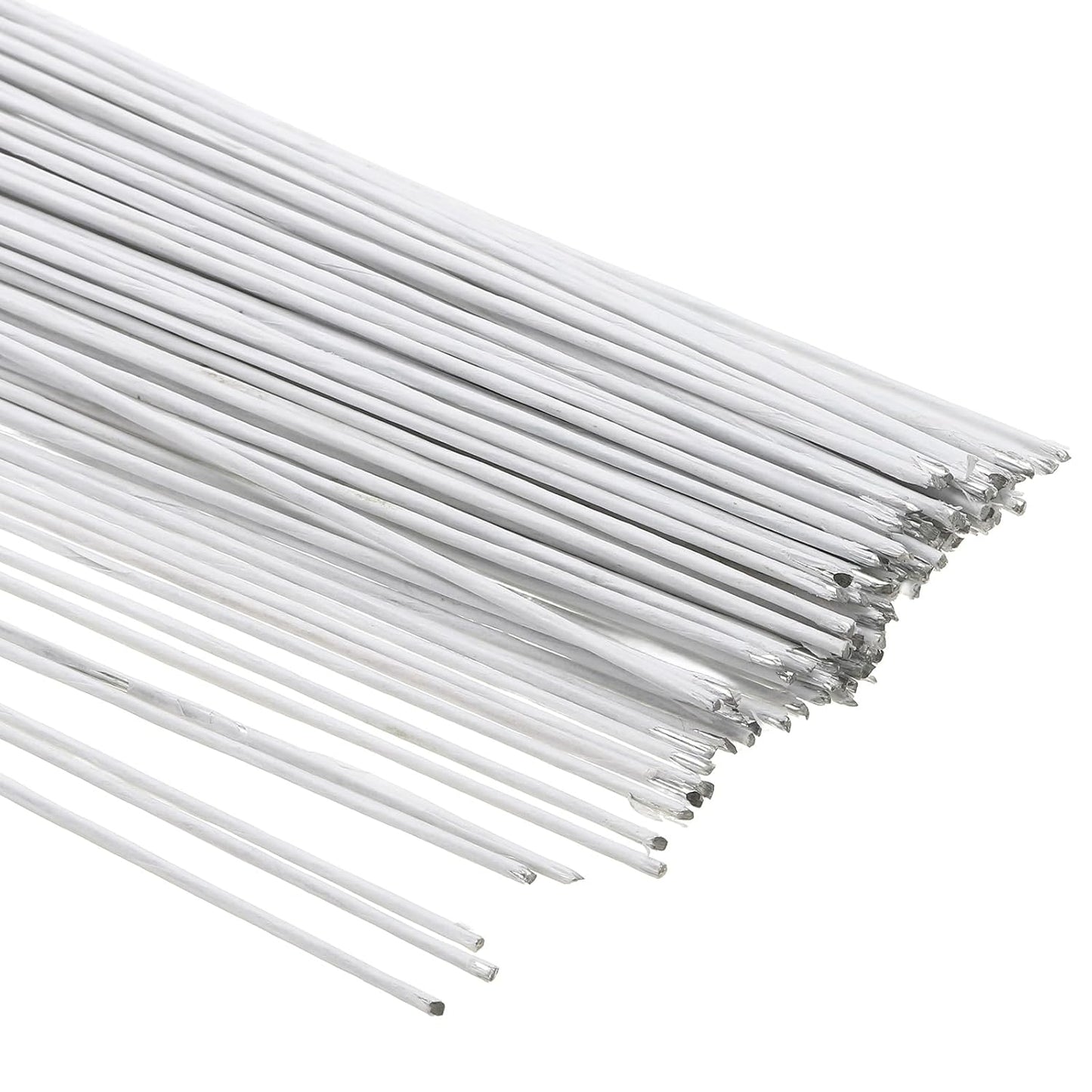 PATIKIL 16 Gauge 16" Floral Stem Wire, 100 Pcs Paper Wrapped Iron Artificial Flower Stem Accessories for DIY Bouquet Stem and Craft Decoration, White