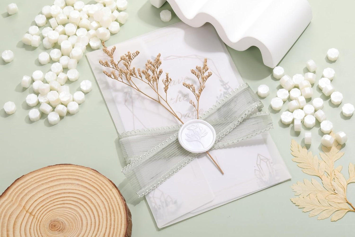 Yoption 360Pcs Peal White Sealing Wax Beads with 2 Spoons and 4 Tea Candles for Wax Seal Stamps, Cards, Wedding Invitations, Wine Packaging, Gift Wrap, Envelopes