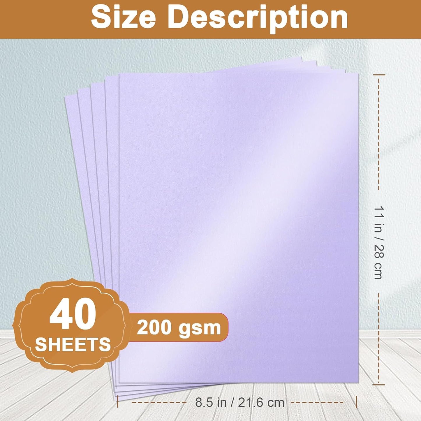 40 Sheets Purple Shimmer Cardstock 8.5 x 11 Crafts Paper, 75lb Premium Card Stock Cutting Paper for DIY Cards Making, Greeting Cards, Invitations, Birthday Decorations, School