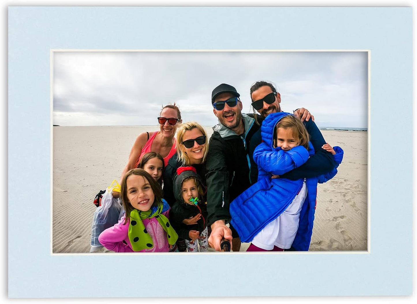 8x10 Mat Bevel Cut for 5x8 Photos - Acid Free Baby Blue Precut Matboard With Backing Board and Crystal Clear, Self Seal Photo Mat Bag - For Pictures, Photos, Framing - 4-ply Thickness