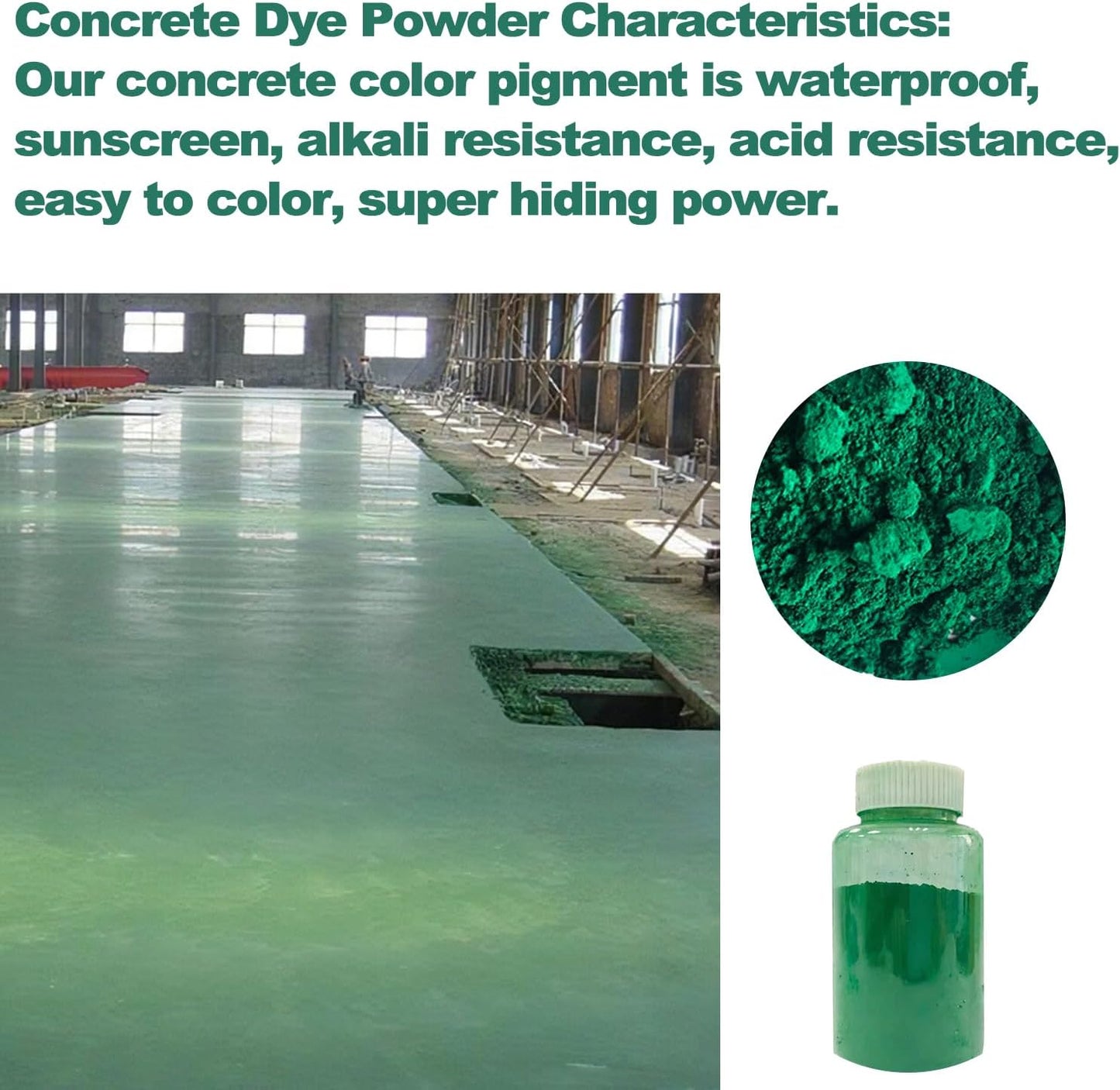 GOODTAKE Iron Oxide Powder, Green Cement Color Pigment Pastel Mortar Mix DIY Powder Manually Paving Concrete Mold Color Pigment Dye for Cement Mortar Grout (Green, 16 oz)