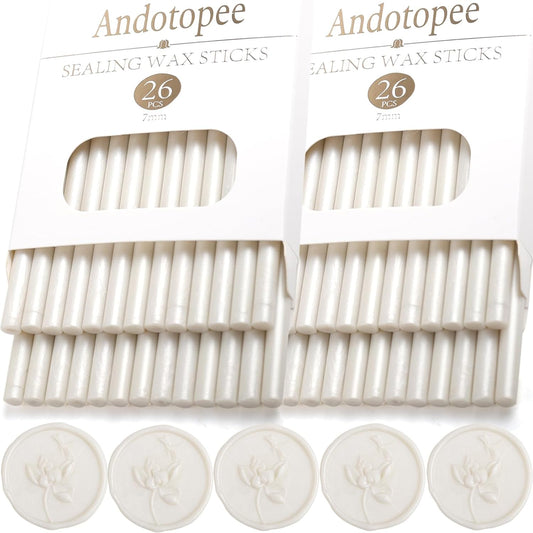 52pcs Pearl White Sealing Wax Sticks for Glue Gun, Seal Stamp, Envelope Letter, Wedding Invitation Craft Adhesive - Mini Size, Great Gift Ideas