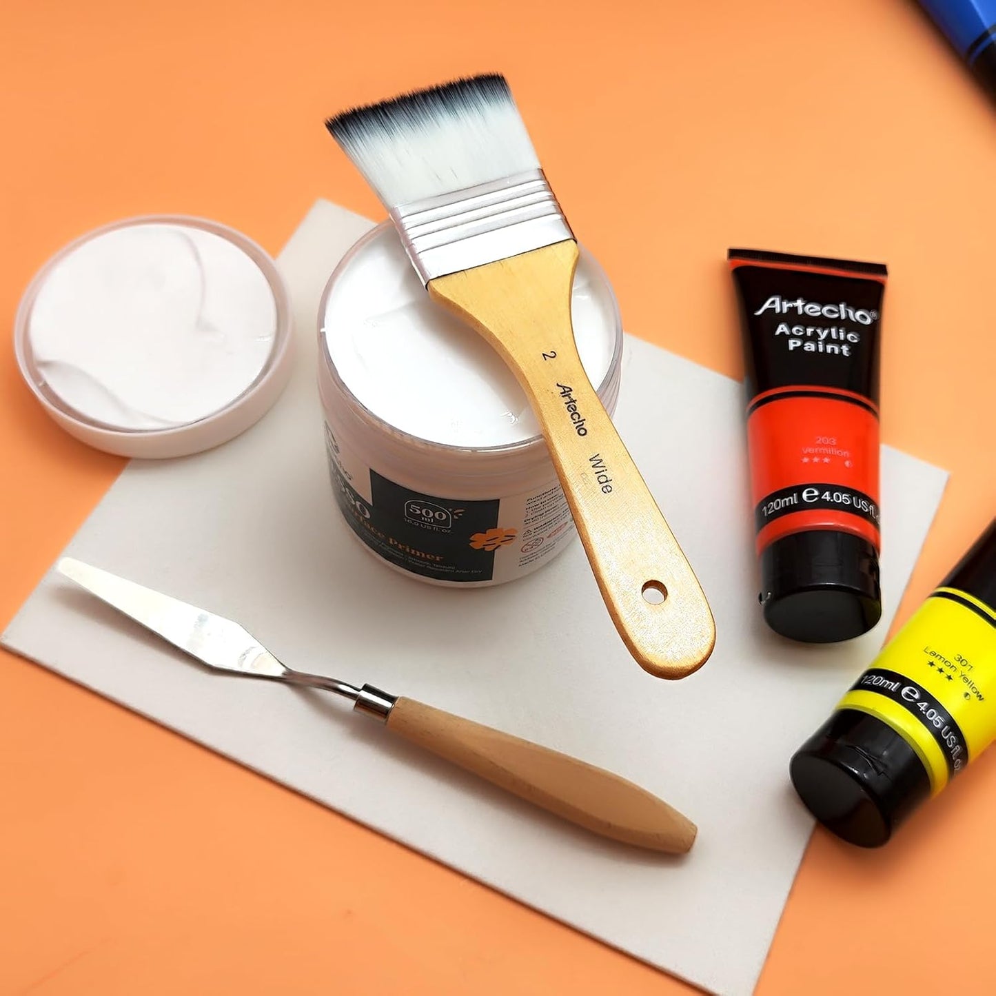 Artecho White Gesso 16.9oz / 500ml, Gesso Primer for Acrylic Painting