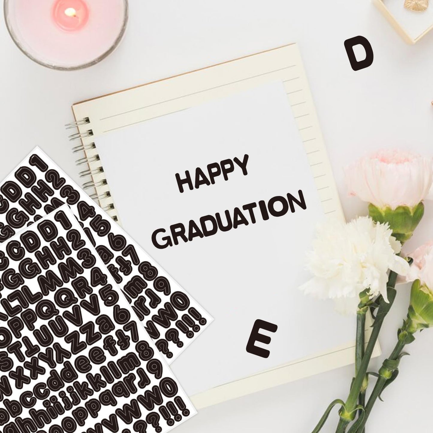 Letter Sticker,1/2 inch 10 Sheets Black Alphabet Sticker,Self Adhesive Vinyl Letter Stickers Mailbox Numbers,Self Adhesive Letters Stickers for Bulletin Boards Classroom Home Decor