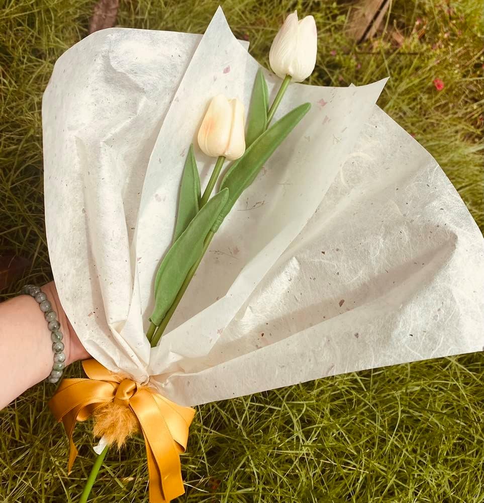 50 Sheets A4 Natural Fiber Mulberry Tree Mulberry Paper Sheets Art Tissue Washi Paper Design Craft Art Origami Suppliers Card Making DIY Crafts (White Color, A4)