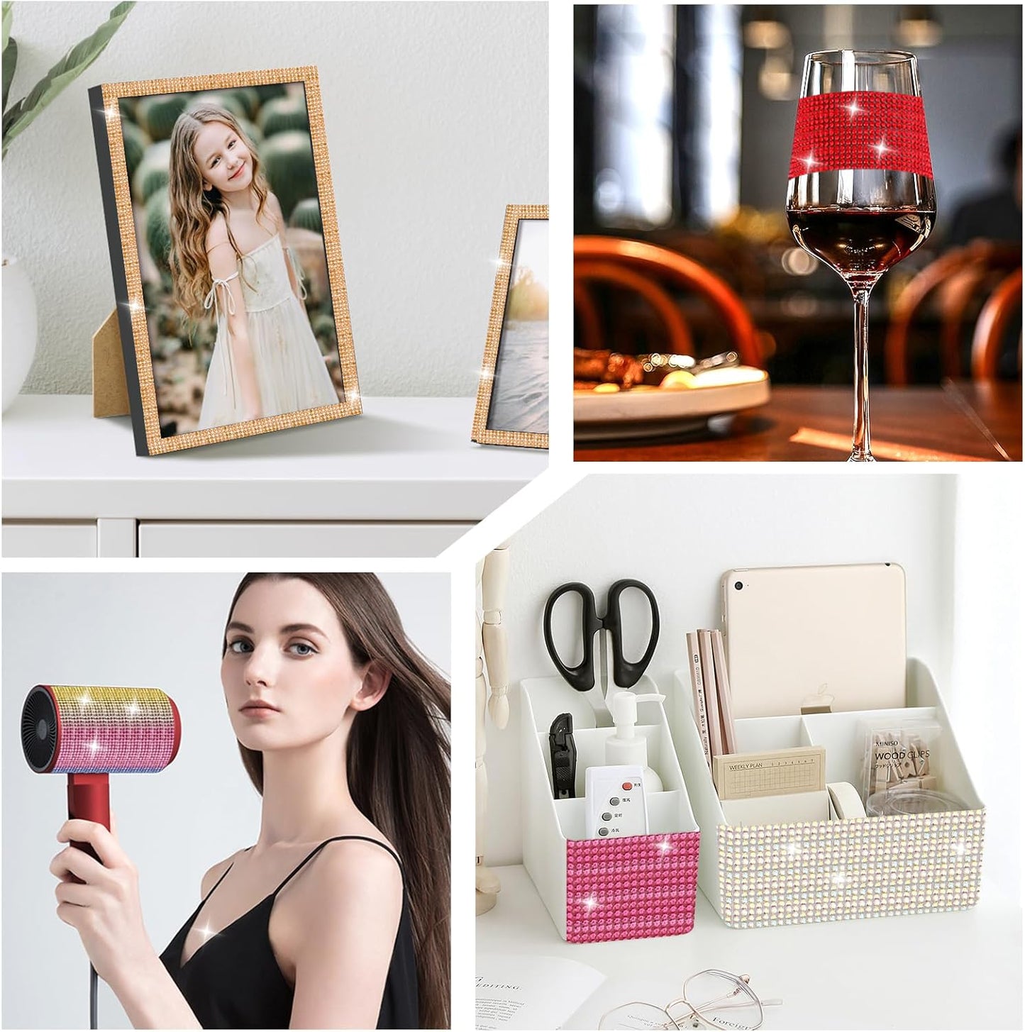 Rhinestone Ribbon Self Adhesive Crystal Rhinestones, 12-Rolls Bedazzling Strips, 12-Yard Rhinestone Strips for DIY Craft, Rhinestones for Crafting