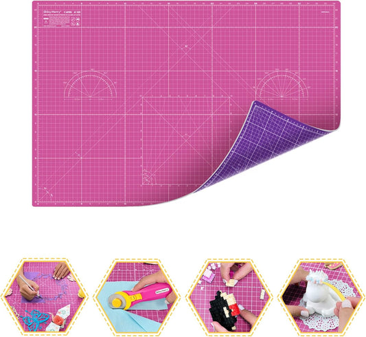 Self Healing Cutting Mat A1 24"x36" – Double Sided 5-Ply Craft Mat for Sewing, Quilting, Fabric, Scrapbooking – Pink/Purple