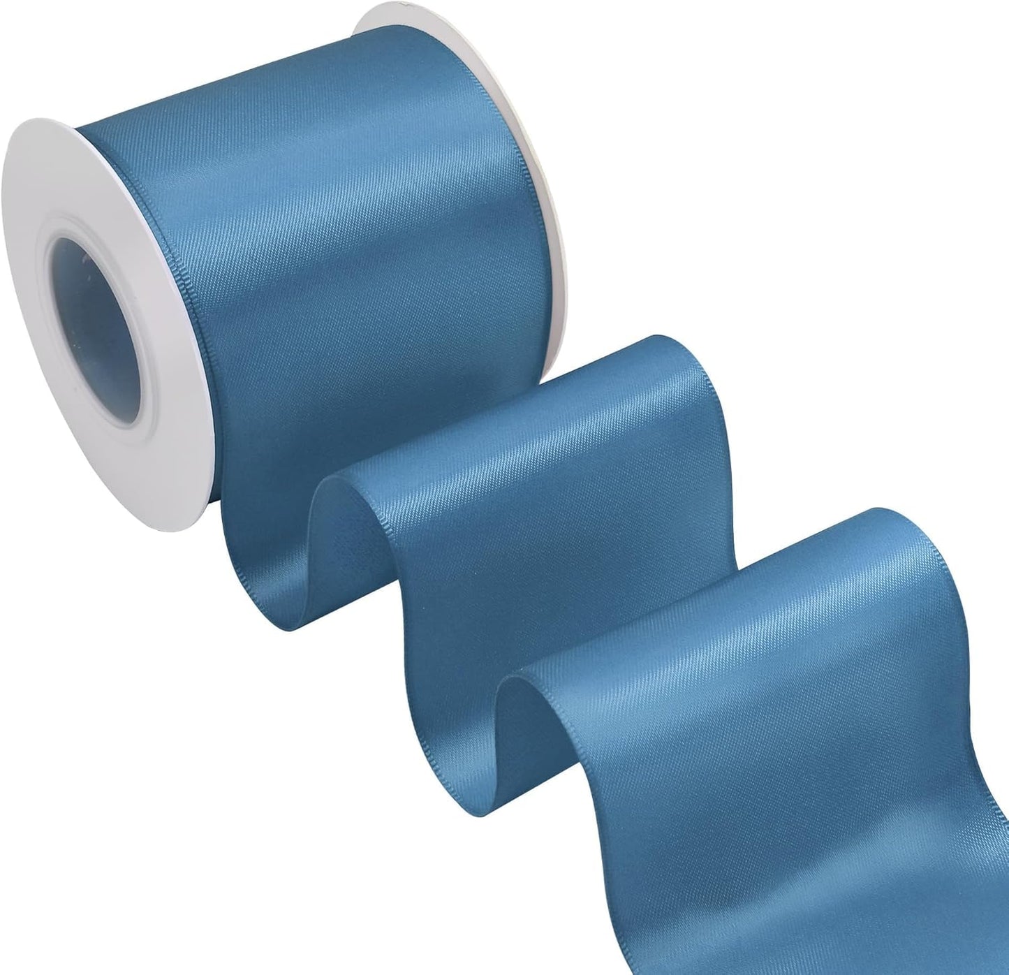 Blue Smoke Satin Ribbon 3 Inch X 15 Yards Solid Color Double Faced Ribbons Perfect for Crafts Wedding Decor Bow Making Arts Sewing and More