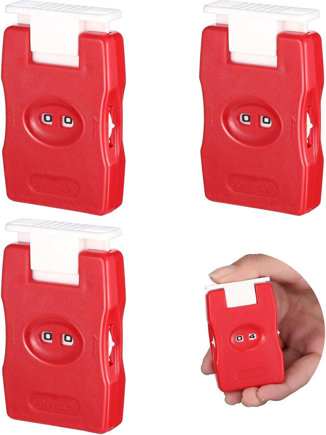 4 Pieces Knitting Counter Stitch Needle Marking Tool Mini Crochet Stitch Knitting Stitch Plastic Knit Stitch Counter, Red