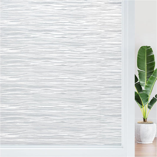 Haton Window Privacy Film, Frosted Glass Privacy Window Clings, Sun Blocking Frosting Opaque Coverings, Static Cling Removable Decorative Stickers for Home Door, Non-Adhesive 29.5" x 78.7"