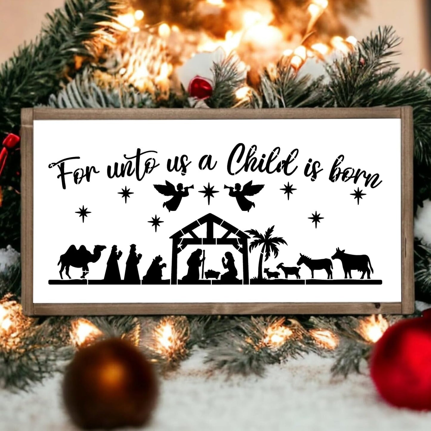 Christmas Stencils for Crafts Reusable Christmas Doormat Stencils Xmas Holiday Stencil for Painting on Wood Door Mats Fabrics Decor