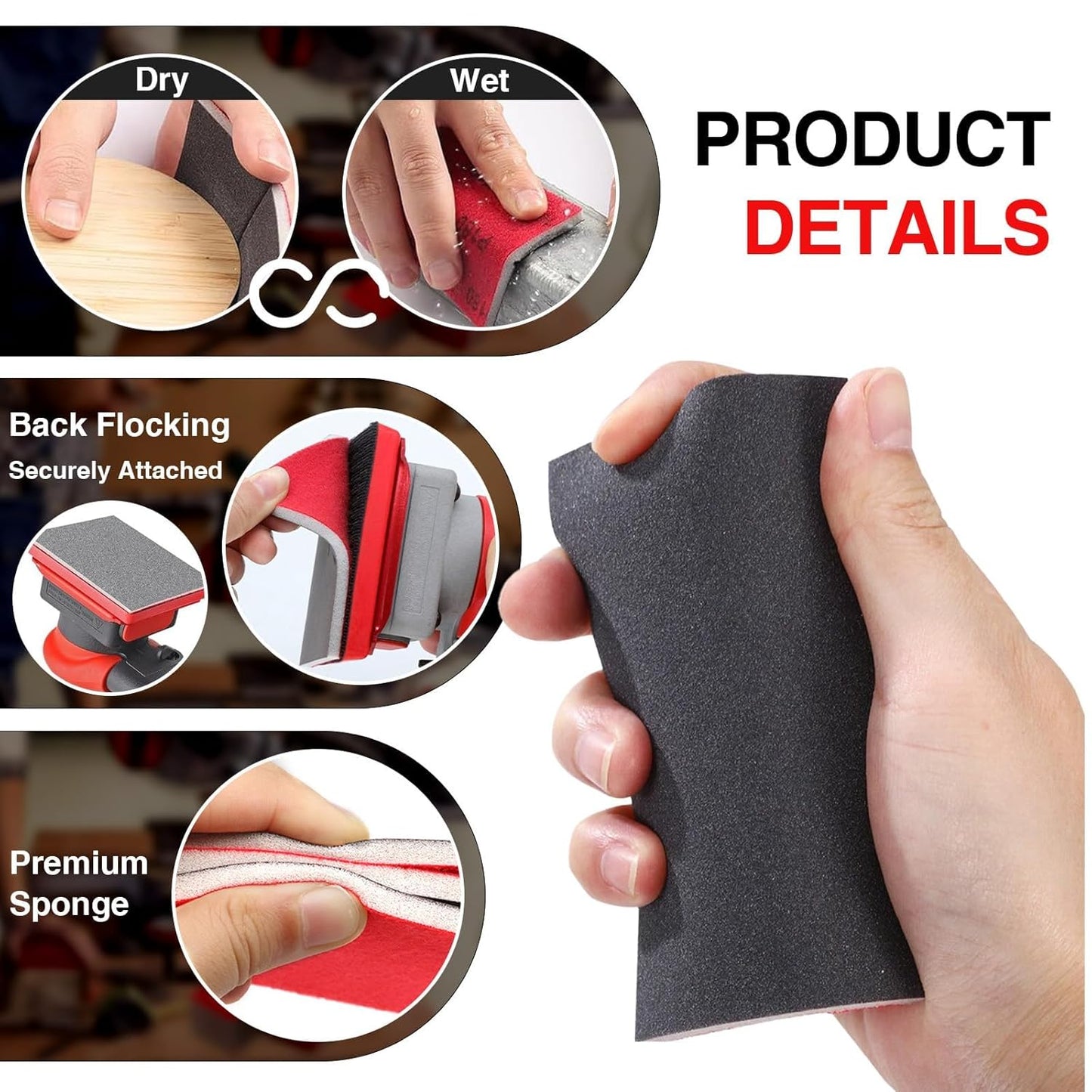 30-Pcs 3x4 Inch 2500 Grit Sanding Sponge Set, Soft Foam Hand Sanding Blocks, Ultra-Fine Wet/Dry Sandpaper for Wood, Metal, Drywall, Furniture Polishing