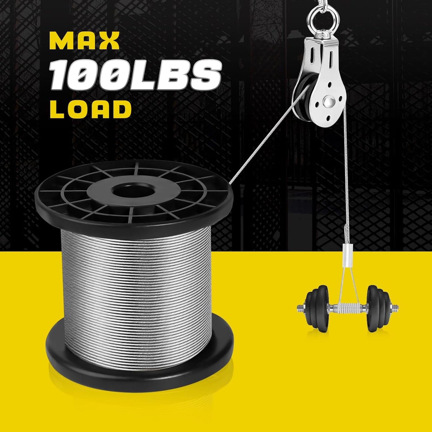 316 Stainless Steel Cable, 1000FT 1/32IN Wire Rope 7 * 7 Strand with 250Pcs Aluminum Sleeves Stops, Guide Wire for Outdoor String Lights for String Lights Hanging, Clotheslines, Trellis (1000FT)