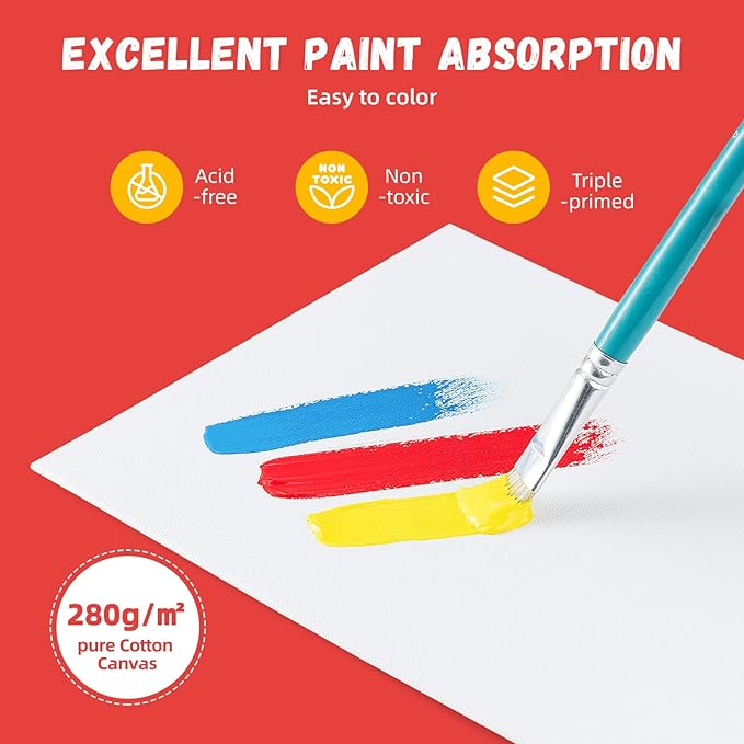 Simetufy 11 x 14 inch 60 Pack Painting Canvas Boards- Gesso Primed Acid-Free 100% Cotton Flat Canvas Panels for Acrylics Oil Watercolor Tempera Paints