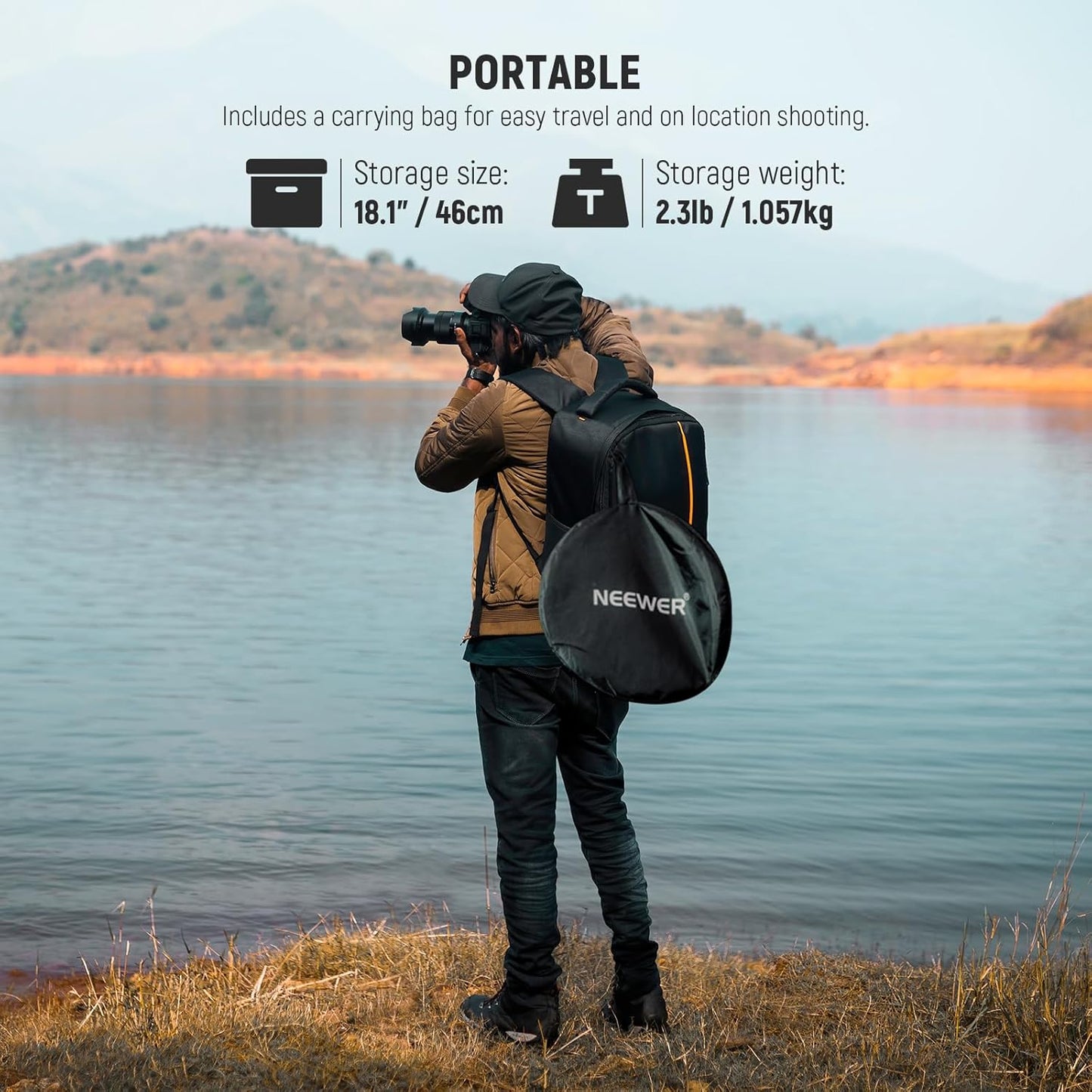 NEEWER 51 Inch/130 Centimeter Light Reflector Diffuser 5 in 1 Collapsible Multi Disc with Bag - Translucent, Silver, Gold, White, and Black for Studio Photography Lighting and Outdoor Lighting