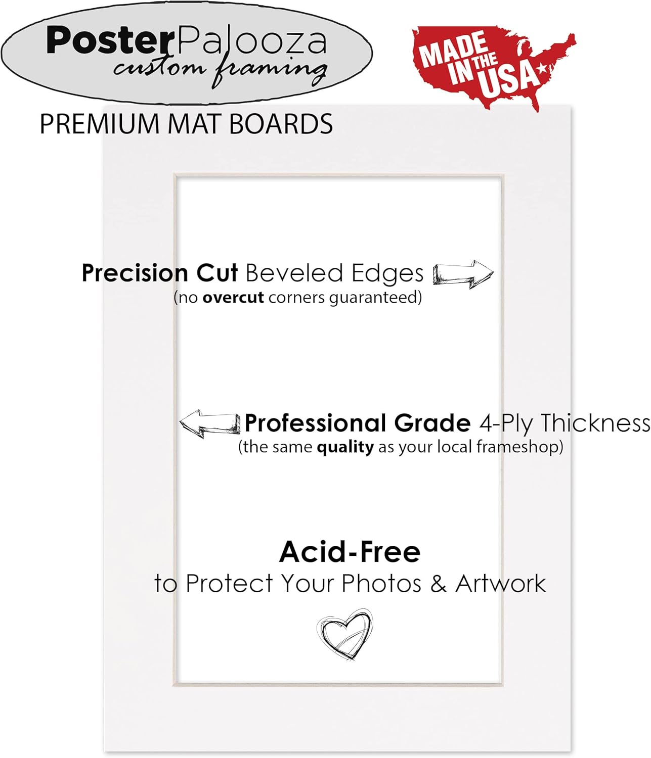8.5x11 Mat Bevel Cut for 7x9 Photos - Acid Free Cardinal Red Precut Matboard - For Pictures, Photos, Framing - 4-ply Thickness