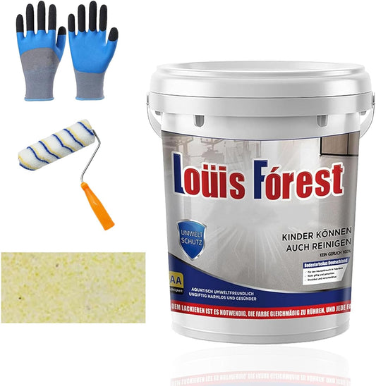 Louis Forest Epoxy Floor Paint, High-Gloss Marble Effect Coating, Epoxy Colored Sand Floor Paint, Wear-Resistant and Non-Slip for Indoor Outdoor (0.5KG-Millet yellow)