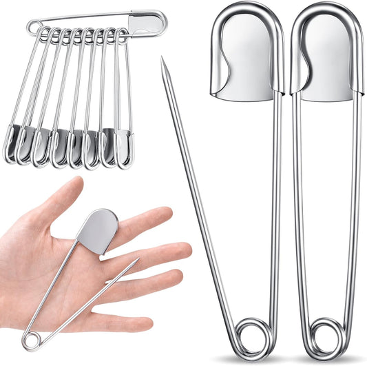 Juexica 15 Pcs 5 Inch Jumbo Stainless Steel Safety Pins Large Heavy Duty Huge Strong Laundry Pins for Upholstery Sewing Quilting Key Rings Craft Outdoor (Silver)