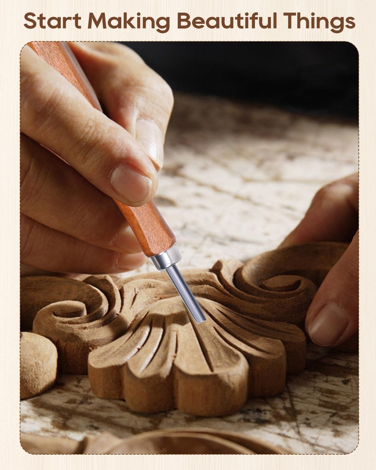 UCEC 12 Pack Linocut Wood Carving Tools Set Linoleum Hand Wood Carving Kit Whittling Knives V-chisel Angled Gouge Half Round Woodcarving Tools Set Whittling Kit for Linocut Printmaking Supplies Gift