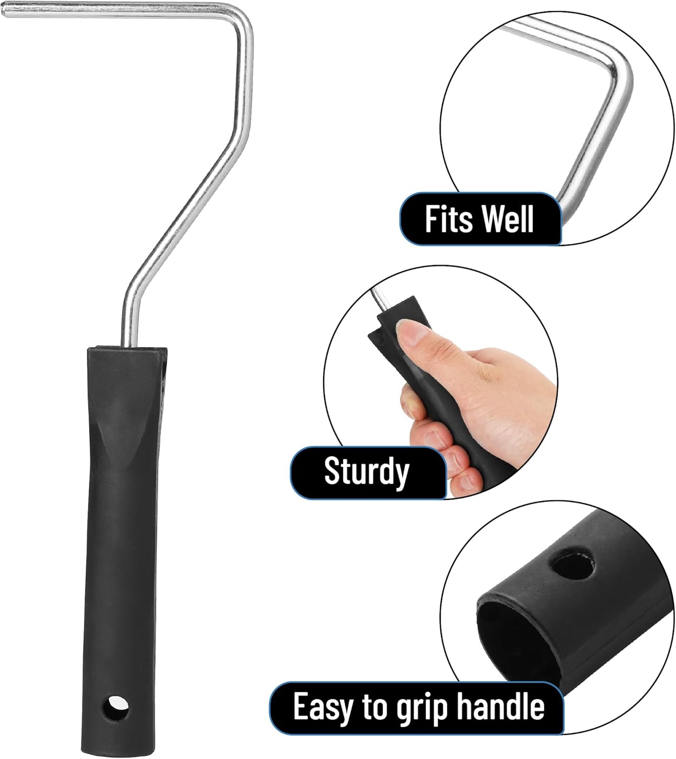 Bates- 4 Inch Paint Tray Set, 22 pcs, 1x 4 Inch Paint Roller Tray, 20x Disposable Plastic Liners & 1x Roller Frame, Black & Blue