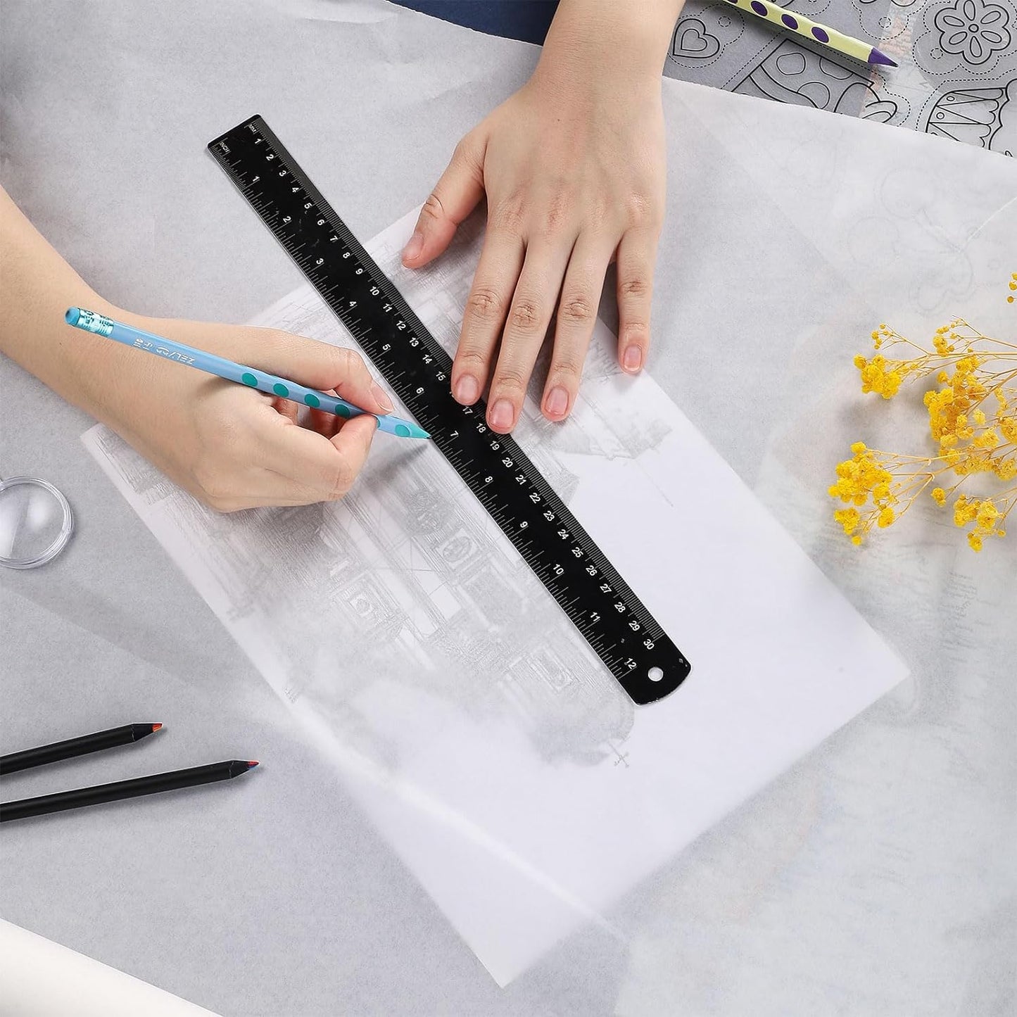 Tracing Paper Roll 24in x 30yd, White Trace Paper Pattern Paper Translucent Tracing Paper for Sewing, Drawing, Sketching, Gift Wrapping