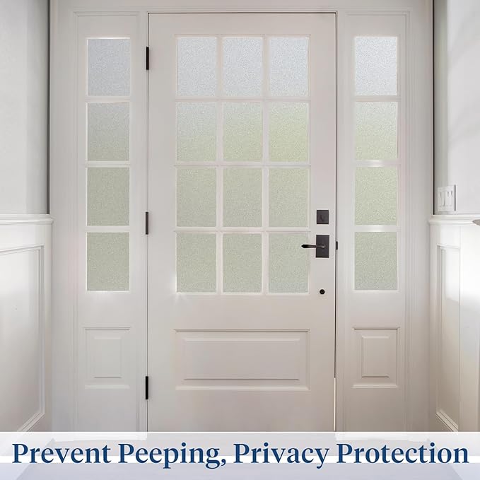 Haton Window Privacy Film Frosted Glass for Bathroom, Static Cling UV Sun Blocking Window Clings, Opaque Decorative Coverings Removable Sticker Heat Control Tint for Home Door, Pure 23.6" x 157.4"