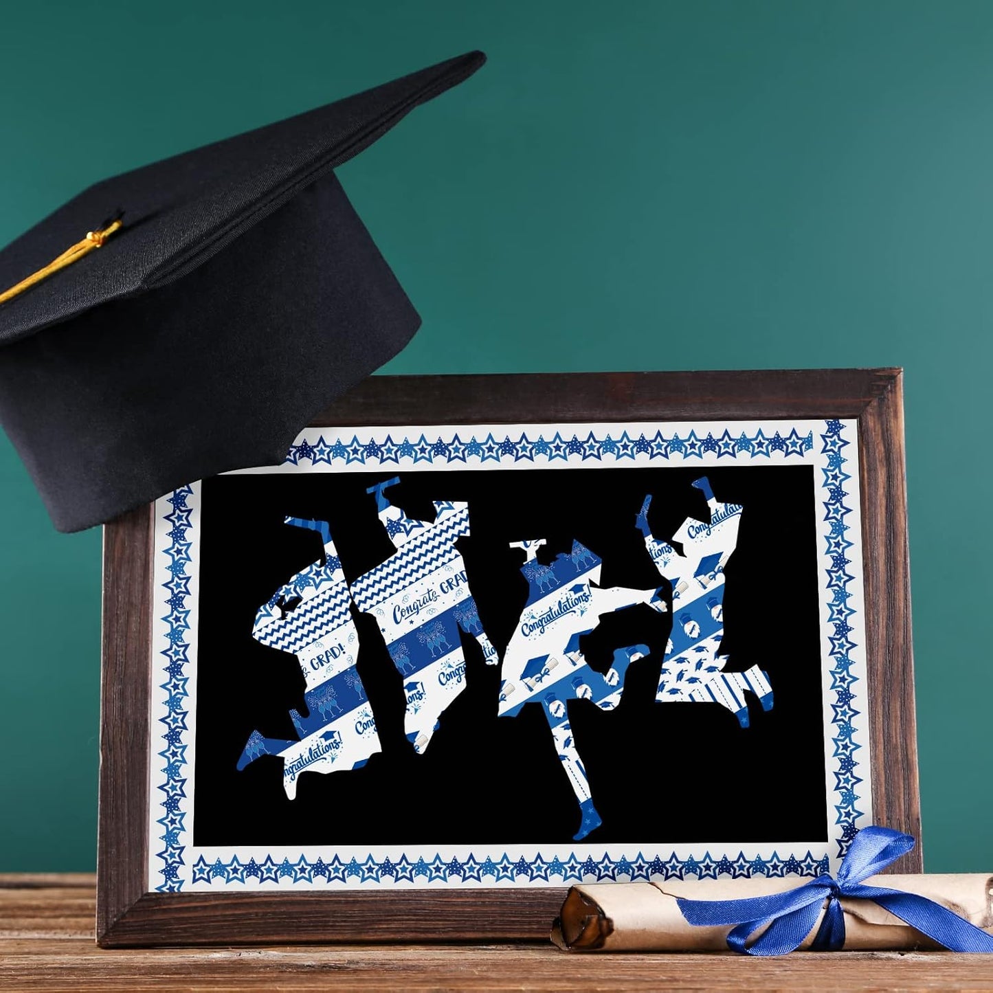 Whaline 12 Rolls Graduation Washi Tape Blue White Congrats Grad Washi Masking Tape Congratulations Star Grad Cap Decorative Paper Stickers for Graduation Scrapbook Gift Wrapping DIY Art Crafts