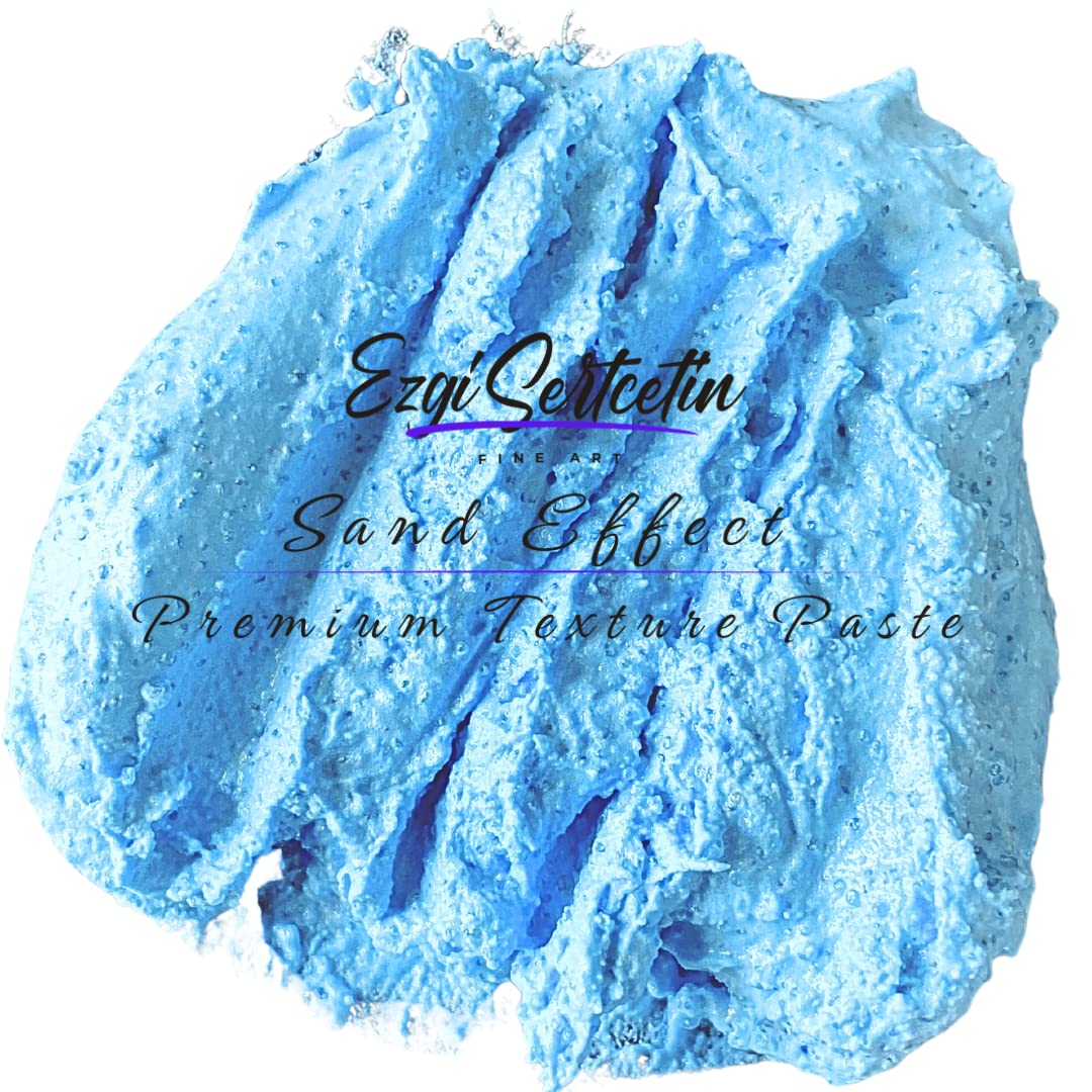 Premium Sand Effect Texture Paste | 6oz by Volume | Unique Metallic Colors | Excellent Sand Texture Effect | by Ezgi Sertcetin (Metallic Light Blue)